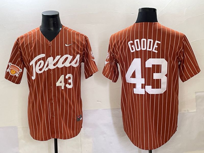 Men 2025 Texas Longhorns #43 Goode Brown stripe Joint Name Nike NCAA Jersey style 6->ncaa teams->NCAA Jersey
